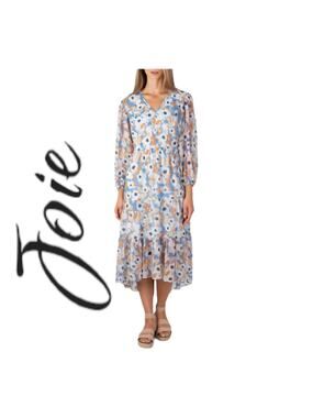Joie womens size XL Printed floral maxi dress tiered cute casual modest fall wed